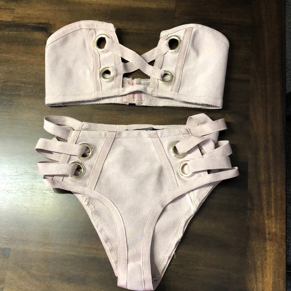 Strapless high waisted bandage bikini
